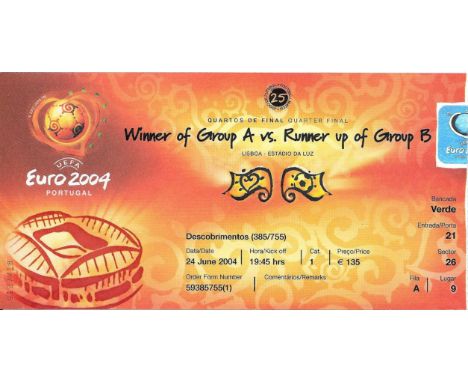 2004 EUROPEAN CHAMPIONSHIPS PORTUGAL V ENGLAND TICKET