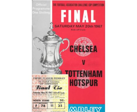 1967 FA CUP FINAL CHELSEA V TOTTENHAM HOTSPUR PROGRAMME &amp; TICKET&nbsp;
Programme - Good
Ticket - Fold &amp; signature on 