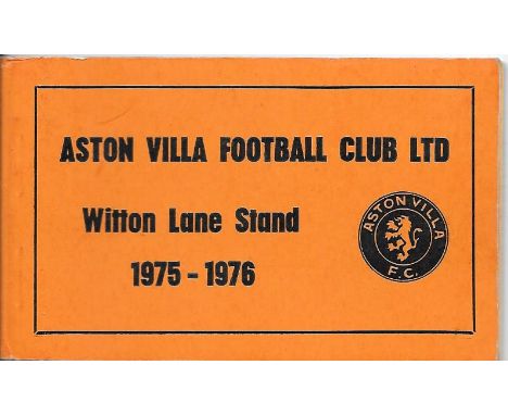 ASTON VILLA SEASON TICKET 1975-76
Contains some unused tickets
&nbsp;
