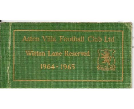 ASTON VILLA SEASON TICKET 1964-65
Contains some unused tickets
&nbsp;