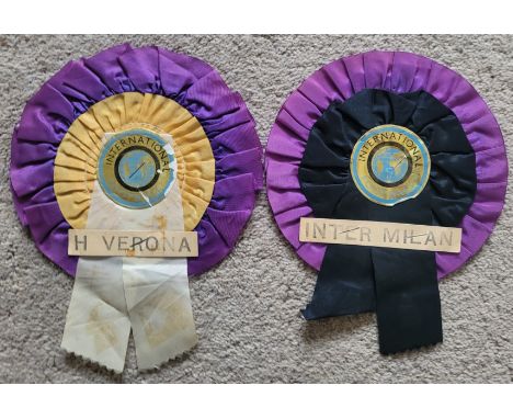 TWO VINTAGE ITALIAN ROSETTES - INTER MILAN &amp; HELLAS VERONA
Slight age related marks on Verona Rosette