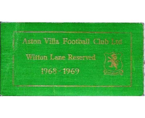 ASTON VILLA 1968-69 SEASON TICKET
Several tickets still inside
&nbsp;