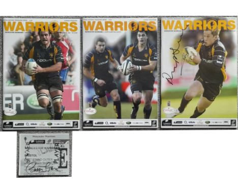 &nbsp;
Worcester Warriors, 3 matchday programmes v Leicester Tigers, Northampton Saints and Bristol (plus match ticket) all f