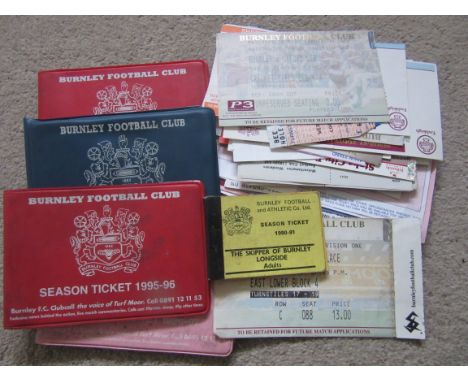 &nbsp;
COLLECTION OF BURNLEY HOME &amp; AWAY MATCH TICKETS 1970'S ONWARDS X 64
Also includes 5 Season ticket books
Some dupli