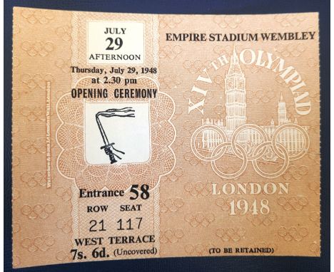 1948 OLYMPICS OPENING CEREMONY TICKET
Good condition
REF SW
&nbsp;