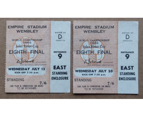 1966 WORLD CUP TICKET STUBS ENGLAND V FRANCE &amp; FRANCE V MEXICO&nbsp;
Very good condition.