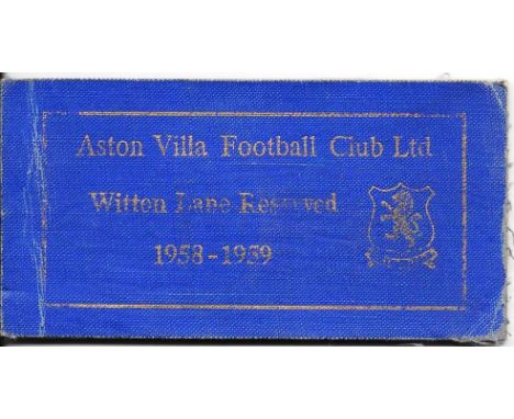 ASTON VILLA SEASON TICKET 1958-59
Includes several unused tickets
A little age related wear
&nbsp;