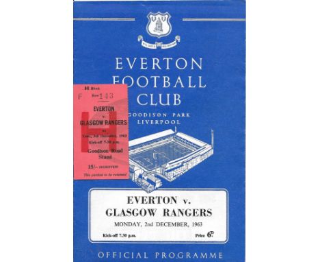 1963-64 EVERTON V GLASGOW RANGERS PROGRAMME &amp; TICKET
Programme - Slight fold, Ticket good