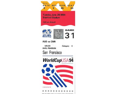 1994 WORLD CUP RUSSIA V CAMEROON TICKET
Slight fold