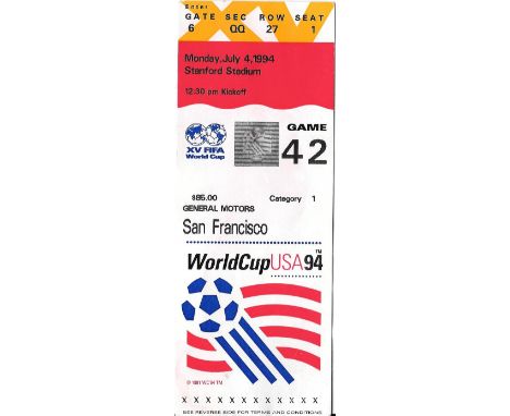 1994 WORLD CUP BRAZIL V USA TICKET