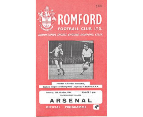 1964-65 ROMFORD V ARSENAL 'A' METROPOLITAN LEAGUE
Good condition