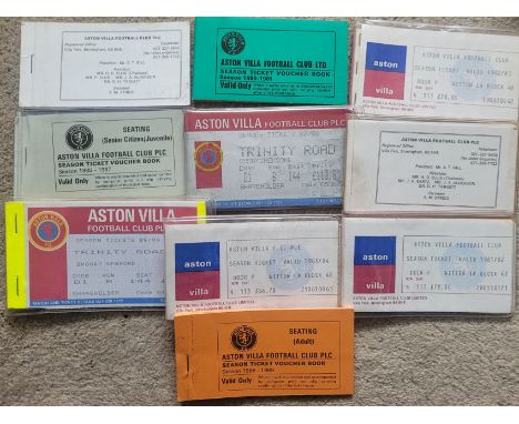 ASTON VILLA SEASON TICKET BOOKS X 10 ( 1980-81 TO 1989-1900 ) INC'S CHAMPIONSHIP SEASON
Most contain some unused tickets