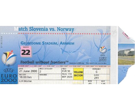 2000 EUROPEAN CHAMPIONSHIPS SLOVENIA V NORWAY TICKET