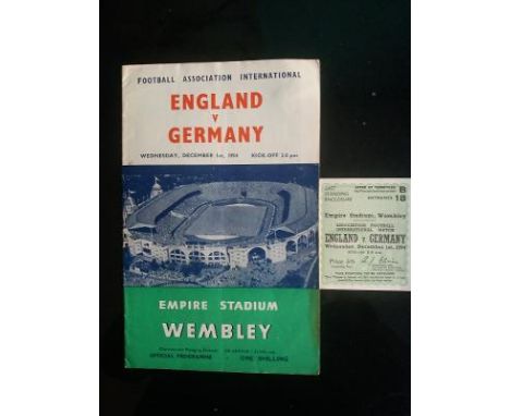 1954 ENGLAND V GERMANY PROGRAMME &amp; TICKET
&nbsp;