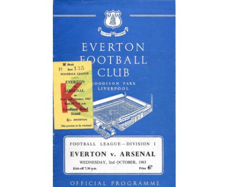 1963-64 EVERTON V ARSENAL PROGRAMME &amp; TICKET
Both good condition