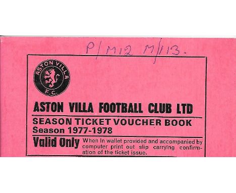 ASTON VILLA SEASON TICKET 1977-78
Contains some unused tickets
&nbsp;