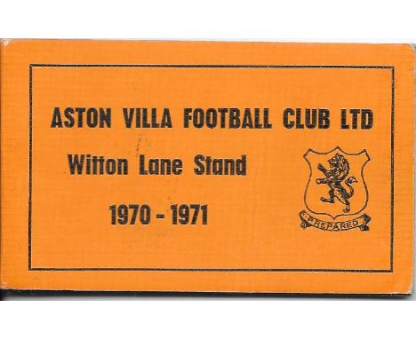 ASTON VILLA SEASON TICKET 1970-71
Contains small amount of unused tickets
&nbsp;