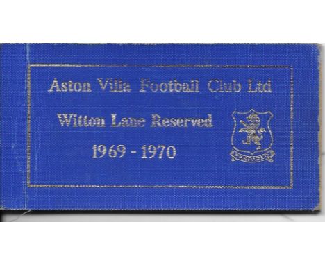 ASTON VILLA SEASON TICKET 1969-70
Contains some unused tickets
&nbsp;