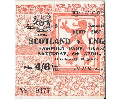 1952 SCOTLAND V ENGLAND TICKET