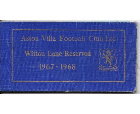 ASTON VILLA SEASON TICKET 1967-68
Contains several unused tickets
&nbsp;