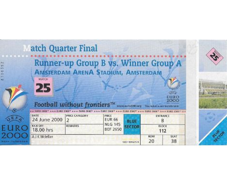 2000 EUROPEAN CHAMPIONSHIPS TURKEY V PORTUGAL TICKET
Slight fold, Autograph on back&nbsp;