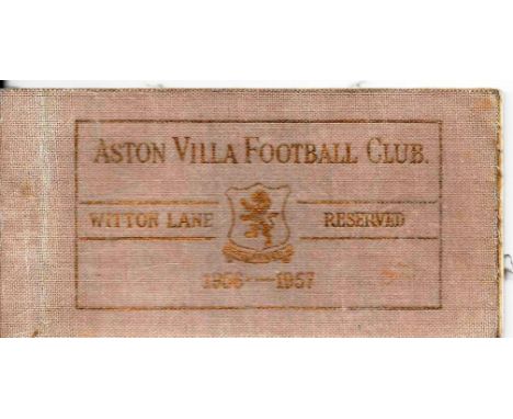 ASTON VILLA SEASON TICKET 1956-57
Contains some unused tickets
&nbsp;