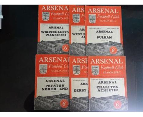 ARSENAL 1951-52 HOME PROGRAMMES X 6
Fair / good
&nbsp;