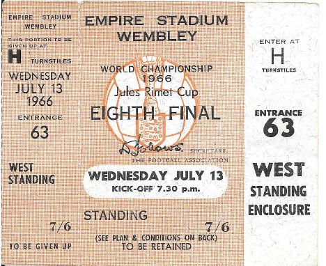 1966 WORLD CUP FRANCE V MEXICO UNUSED TICKET
&nbsp;