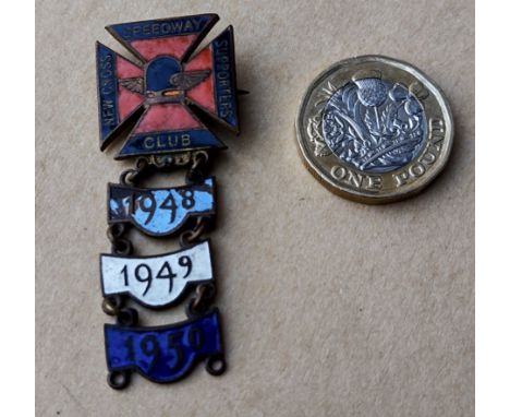 SPEEDWAY - NEW CROSS BADGE WITH 1948 - 1950 BARS&nbsp;
1948 bar enamel loss.