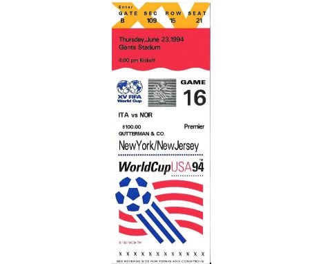 1994 WORLD CUP ITALY V NORWAY TICKET
Fold