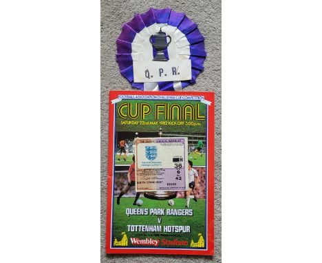 1982 FA CUP FINAL QPR V TOTTENHAM HOTSPUR PROGRAMME, TICKET &amp; ROSETTE
Folds and small tape mark on ticket