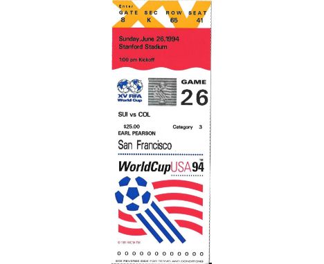 1994 WORLD CUP SWITZERLAND V COLUMBIA TICKET
