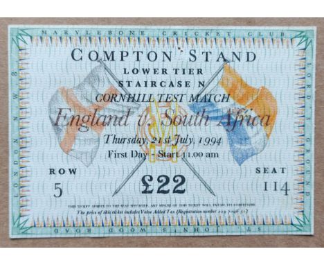 CRICKET - 1994 ENGLAND V SOUTH AFRICA @ LORD'S TICKET
&nbsp;