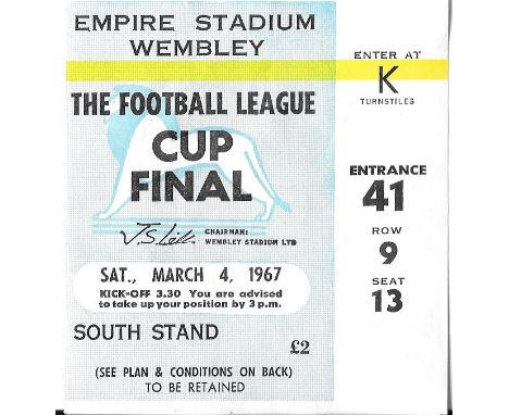 1967 LEAGUE CUP FINAL QPR V WEST BROMWICH ALBION TICKET
Good condition
