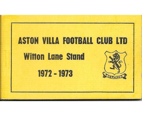 ASTON VILLA SEASON TICKET 1972-73
Contains some unused tickets
&nbsp;