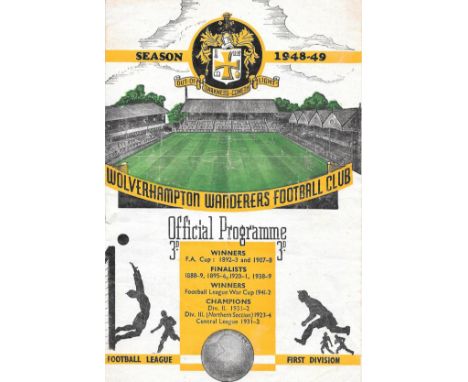 1948-49 WOLVERHAMPTON WANDERERS V ARSENAL
Slight folds