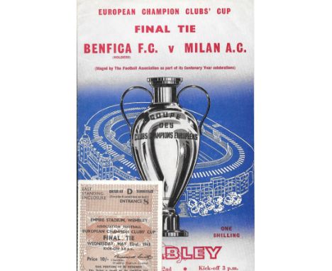 1963 EUROPEAN CUP FINAL BENFICA V A C MILAN PROGRAMME &amp; TICKET
Both good condition