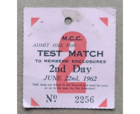 CRICKET - 1962 ENGLAND V PAKISTAN @ LORD'S TICKET
&nbsp;
