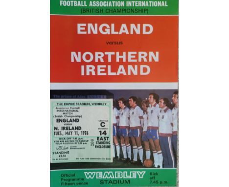 1976 ENGLAND V NORTHERN IRELAND PROGRAMME &amp; TICKET
Programme good, ticket&nbsp; slight fold and slight marks