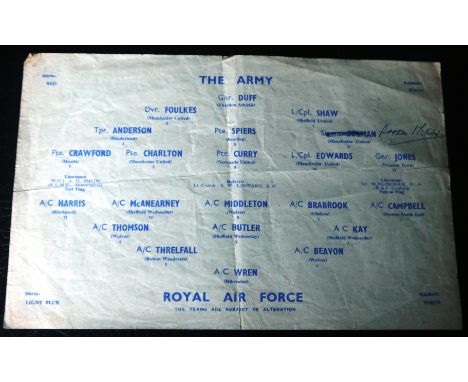1957 ARMY V ROYAL AIR FORCE INC'S MANCHESTER UNITED'S DUNCAN EDWARDS&nbsp;
Played at Wolverhampton Wanderers with Edwards pla