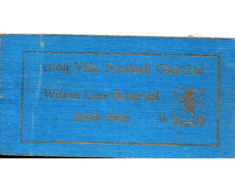 ASTON VILLA SEASON TICKET 1960-61
Contains some unused tickets
&nbsp;