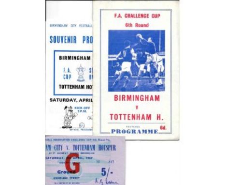 1966-67 BIRMINGHAM CITY V TOTTENHAM HOTSPUR FA CUP - PIRATE &amp; OFFICIAL PROGRAMMES + TICKET
Fold on ticket
&nbsp;