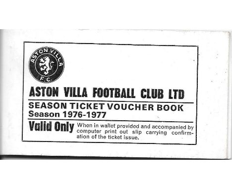 ASTON VILLA SEASON TICKET 1976-77
Contains some unused tickets
&nbsp;