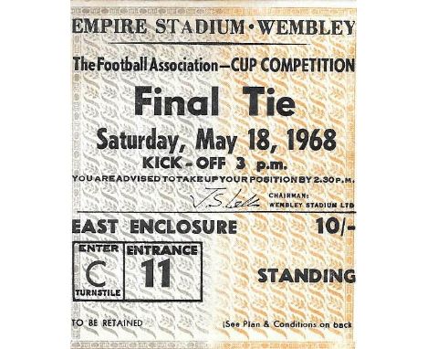 1968 FA CUP FINAL EVERTON V WEST BROMWICH ALBION TICKET
Good condition
&nbsp;