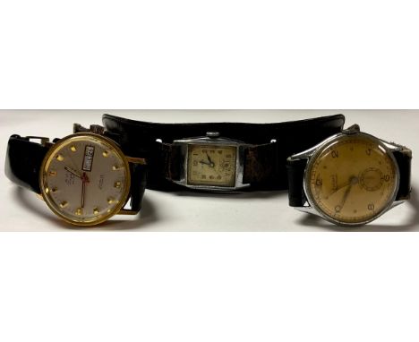 A vintage Hirco wristwatch, rectangular case; others, Evilard, Avia day/date (3) 