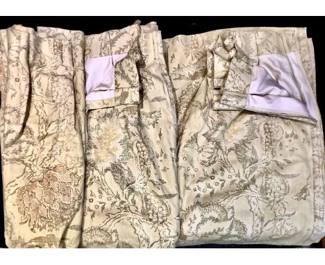 Textiles - a large pair of Osborne &amp; Little linen curtains, Jacobello, designed by Richard Smith; another similar panel, 