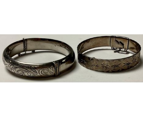 A silver bangle, Birmingham 1959; another, Birmingham 1973; 49g (2) 