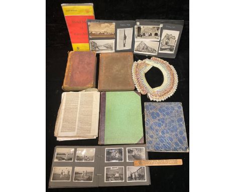 Ephemera - 19th century manuscript exercise books; a photograph album, including Italy and North Africa; a 1796 Book of Commo