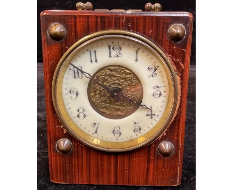 A late 19th century wooden cased carriage clock, approximately 18cm high over handle 