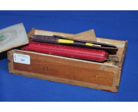 LOT OF PENS, ENGINEERS TOOLS AND VINTAGE PENCILS
including engineers tool set, fountain pens etc, all in a vintage wooden box